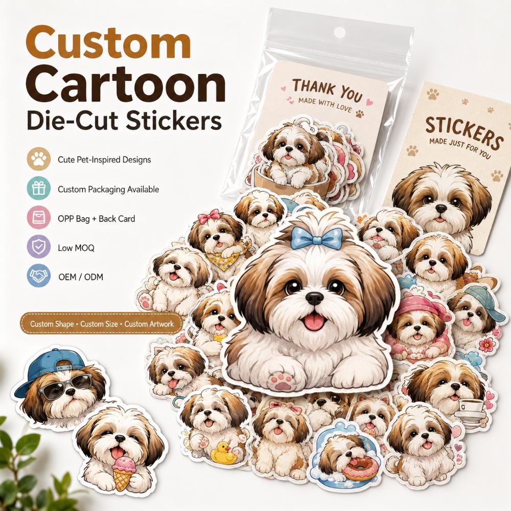 Custom Cartoon Irregular Die Cut Self Adhesive Stickers For Craft Scrapbook Gift Decor Stationery Journal Packaging