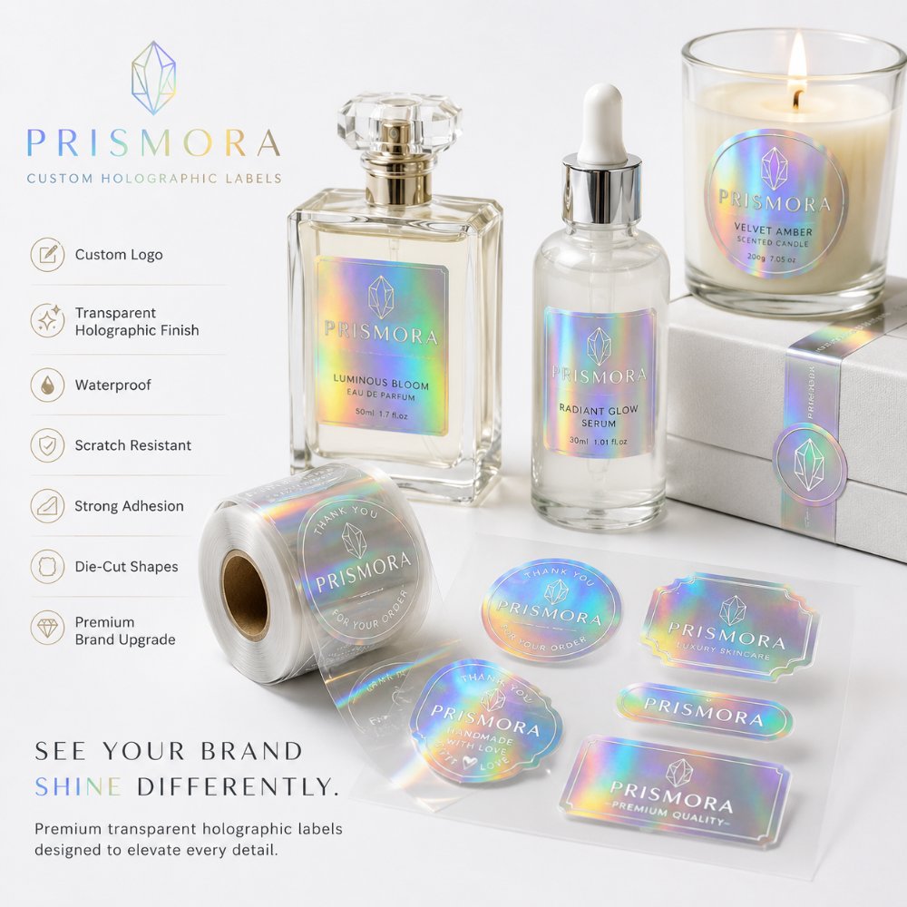 Custom Transparent Holographic Laser Self-Adhesive Cosmetic Labels