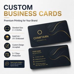 Custom Gold Foil Embossed UV Printed Business Cards For Corporate Brand Office Envelope Matching Business Stationery