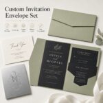 Card&Envelope Custom Foil Embossed Textured Paper Wedding Invitation Card Envelope Sets For Wedding Party Event Stationery