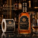 Wine Bottle Labels Luxury Black Textured Gold Foil Embossed Self Adhesive Labels For Whiskey Wine Brandy Spirit Liquor Bottle Packaging