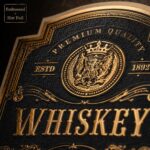 Wine Bottle Labels Luxury Black Textured Gold Foil Embossed Self Adhesive Labels For Whiskey Wine Brandy Spirit Liquor Bottle Packaging