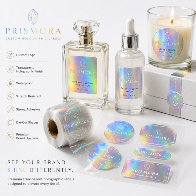 Cosmetic Labels Custom Transparent Holographic Laser Self-Adhesive Cosmetic Labels