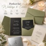 Card&Envelope Custom Foil Embossed Textured Paper Wedding Invitation Card Envelope Sets For Wedding Party Event Stationery