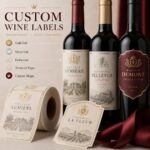 Wine Bottle Labels Luxury Textured Gold Foil Embossed Self Adhesive Labels For Wine Spirit Liquor Bottle Packaging