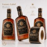Wine Bottle Labels Luxury Black Textured Gold Foil Embossed Self Adhesive Labels For Whiskey Wine Brandy Spirit Liquor Bottle Packaging