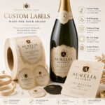 Wine Bottle Labels Luxury Textured Gold Foil Embossed Self Adhesive Labels For Champagne Sparkling Wine Red Wine White Wine Liquor Celebration Gift Bottle Packaging