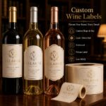 Wine Bottle Labels Luxury Custom Textured Paper Gold Foil Embossed Self-Adhesive Wine Bottle Labels