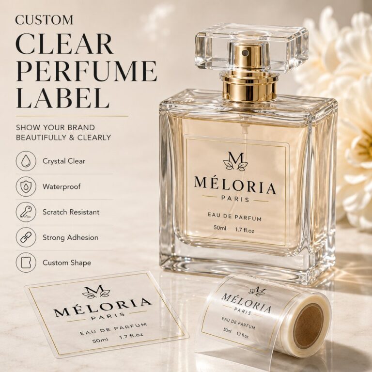 Perfume Labels Custom Clear Transparent Self-Adhesive Stickers for Perfume Bottles