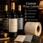 Wine Bottle Labels Luxury Custom Textured Paper Gold Foil Embossed Self-Adhesive Wine Bottle Labels