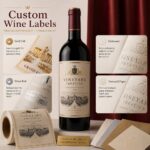 Wine Bottle Labels Luxury Textured Gold Foil Embossed Self Adhesive Labels For Wine Spirit Liquor Bottle Packaging