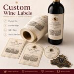 Wine Bottle Labels Luxury Textured Gold Foil Embossed Self Adhesive Labels For Wine Spirit Liquor Bottle Packaging