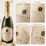 Wine Bottle Labels Luxury Textured Gold Foil Embossed Self Adhesive Labels For Champagne Sparkling Wine Red Wine White Wine Liquor Celebration Gift Bottle Packaging
