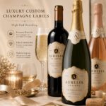Wine Bottle Labels Luxury Textured Gold Foil Embossed Self Adhesive Labels For Champagne Sparkling Wine Red Wine White Wine Liquor Celebration Gift Bottle Packaging