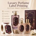 Perfume Labels Custom Perfume Bottle Labels Waterproof Gold Foil Embossed Die Cut Textured Cosmetic Fragrance Packaging Sticker Rolls OEM Label