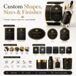 Cosmetic Labels Custom Black Base Gold Foil Embossed Self-Adhesive Luxury Cosmetic Labels
