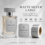Perfume Labels Custom Matte Silver Metallic Embossed Adhesive Labels for Perfume Bottles