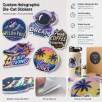 Crafts Sticker Custom Holographic Laser Irregular Die Cut Self Adhesive Stickers For Brand Promotion Craft Gift Packaging Water Bottle Decor Merchandise Labeling