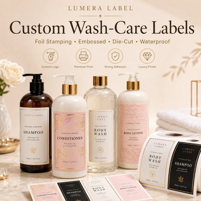 Cosmetic Labels Custom Gold Foil Stamping Self-Adhesive Labels for Wash & Body Care Cosmetics