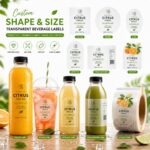 Food Label/Sticker Custom Clear PET Self Adhesive Labels For Cold Pressed Juice Fruit Drink Mineral Water Plastic Beverage Bottle Food Packaging
