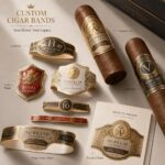 Food Label/Sticker Luxury Textured Embossed Gold Foil Self Adhesive Cigar Band Labels For Premium Handmade Tobacco Cigar Gift Packaging