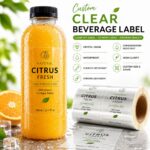 Food Label/Sticker Custom Clear PET Self Adhesive Labels For Cold Pressed Juice Fruit Drink Mineral Water Plastic Beverage Bottle Food Packaging