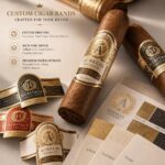 Food Label/Sticker Luxury Textured Embossed Gold Foil Self Adhesive Cigar Band Labels For Premium Handmade Tobacco Cigar Gift Packaging