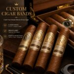 Food Label/Sticker Luxury Textured Embossed Gold Foil Self Adhesive Cigar Band Labels For Premium Handmade Tobacco Cigar Gift Packaging