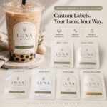 Food Label/Sticker Custom Waterproof Self Adhesive Beverage Labels For Bubble Tea Coffee Latte Milk Tea Plastic Drink Cup Food Packaging