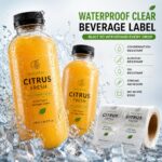Food Label/Sticker Custom Clear PET Self Adhesive Labels For Cold Pressed Juice Fruit Drink Mineral Water Plastic Beverage Bottle Food Packaging