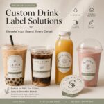 Food Label/Sticker Custom Waterproof Self Adhesive Beverage Labels For Bubble Tea Coffee Latte Milk Tea Plastic Drink Cup Food Packaging